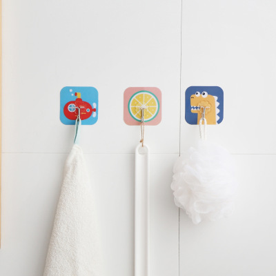 Strong Traceless Hook Punch-Free Creative Hook Stickers Cartoon Kitchen Bathroom Wall Hook Waterproof Multifunctional 