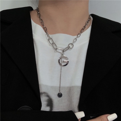 INS Cold Style Korean G Letter Necklace Niche Design Long Clavicle Chain Elegant New Baita Sweater Chain