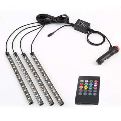 Car Led Carriage Ambience Light One-to-Four Sole Modification Voice Control Color Lights One-to-Four 12 Lights New 