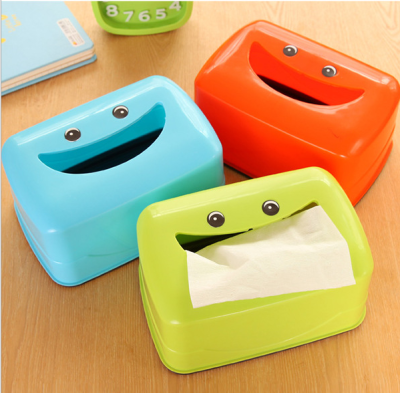 Cute Cartoon Smiley Square Tissue Box Household Waterproof Paper Extraction Box Tissue Dispenser