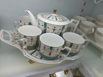 Ceramic Tea Set Coffee Set Drinking Ware with Tray Pot Cup Dish Foreign Trade Domestic Sales New