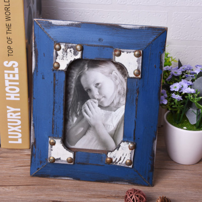 Factory Direct Sales American Country Style Retro Furnishings Decorative Photo Frame Table-Top Solid Wood Photo Frame Wall-Mounted Customization