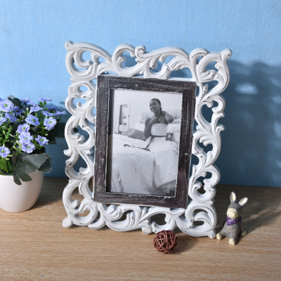 Yongmu Old European-Style Carved Photo Frame 6-Inch European-Style Wooden Photo Frame and Photo Holder Creative Home Photo Frame Wholesale