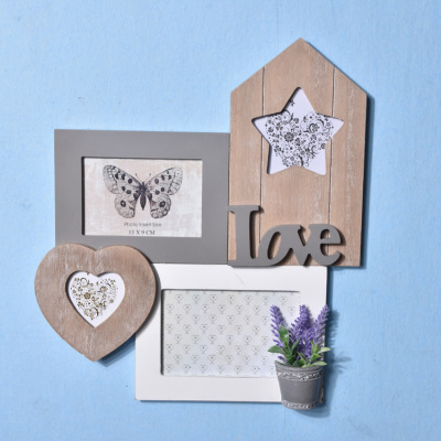 Factory Direct Sales European Home Distressed Photo Frame Hanging Creative Photo Wall Wooden Crafts Photo Frame Photo Wholesale