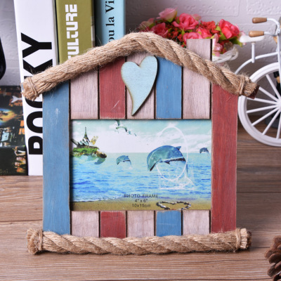 2015 New Hemp Rope Solid Wood Photo Frame Creative Mediterranean Style Photo Frame Domestic Ornaments Crafts Customized