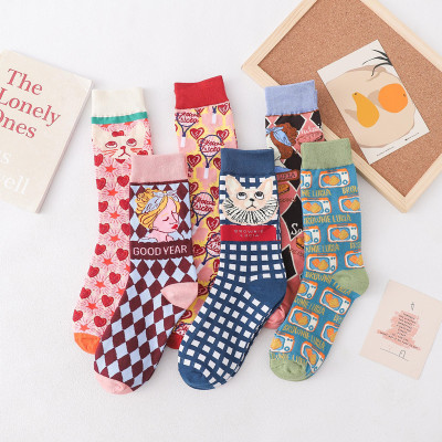 Autumn and Winter Stockings Women's Mid Tube Stockings European and American Lolita Cotton Socks Sweet Long Socks Girl Ins Trendy Socks Wholesale