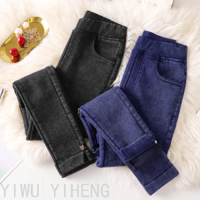 Snowflake Pants, Imitation Jeans, Foreign Trade Imitation Jeans, Women's Pants, Women's Stretch Leggings