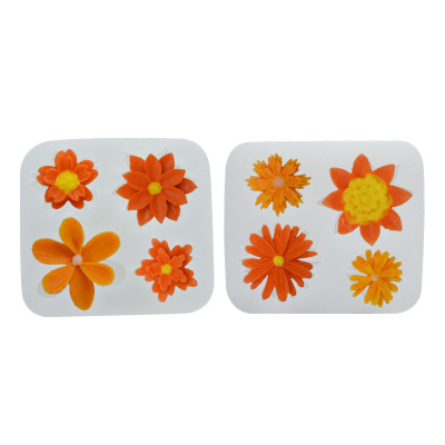 DIY Baking 4-Hole Small Flower Collection Fondant Cake Chocolate Mold Pastry Baking Biscuit Silicone Mold