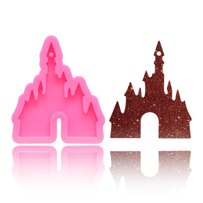 DIY Silicone Mirror Epoxy Cartoon Castle Keychain Mold Crystal Castle Fondant Cake Baking Mold