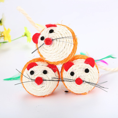 Pet Supplies Cat Toy Sisal Ball Mouse Feather Tail Grinding Claw Entertainment Factory Spot Cross-Border Wholesale