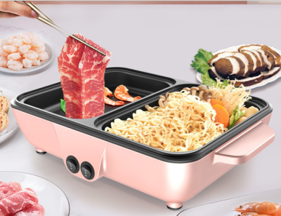 Student Dormitory Cooking Noodle Pot Electric Food Warmer Lazy Small Hot Pot Household Multi-Function Barbecue Frying Roast All-in-One Pot