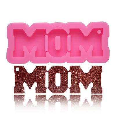 DIY Silicone Mirror Epoxy Letter Mom Keychain Mold Crystal Fondant Cake Baking Mold