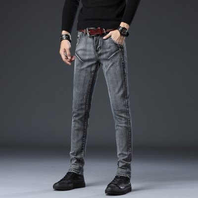 Autumn and Winter Jeans Men's Jogger Pants Slim Fit Korean Fashion All-Matching Fashion Brand New Boys Slimming Pants Men