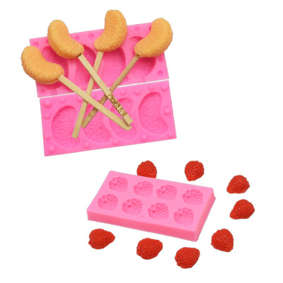 DIY Baking Orange Lollipop Strawberry Fondant Cake Chocolate Mold Pastry Biscuit Silicone Mold