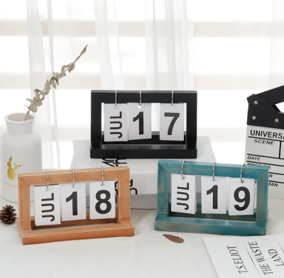 Creative Simple Wooden Ins Flip Calendar Desk Calendar Desktop Office Decorations Nordic Small Ornaments Study Furnishings