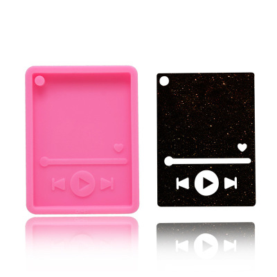 DIY Silicone Mirror Crystal Glue MP3 Keychain Mold Fondant Cake Decoration Baking Mold