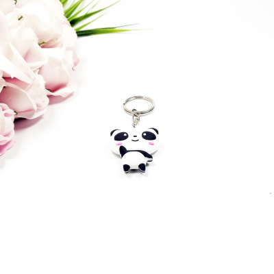 Flexible PVC Keychain Epoxy Lesser Panda Double-Sided Cartoon Three-Dimensional Key Accessories Pendant Customized by Manufacturers