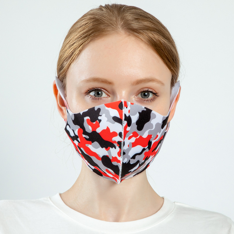 加大外贸厂家直销防尘迷彩时尚印花多层通用独立包装现货口罩红色