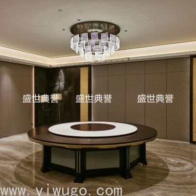 Resort Hotel Solid Wood Dining Table Star Hotel Marble Electric Turntable Dining Table Solid Wood Large round Table