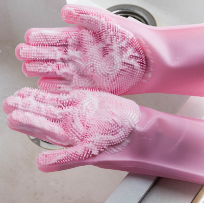 Silicone Dishwashing Gloves Waterproof Anti-Scald Winter Magic Household Cleaning Bowl Brushing Appliance Kitchen Multi-Purpose Men and Women Wok Brush