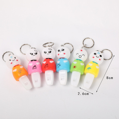 New Smiley Doll Whistle Keychain with Light, Push Hot Gifts, Factory First-Hand Supply