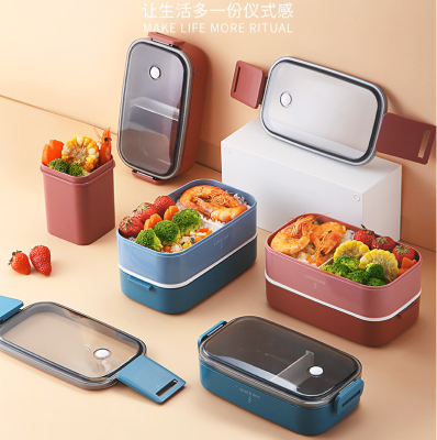 Wheat Straw Insulated Lunch Box Tableware Set Portable Lunch Box Sealed Lunch Box Student Divided Lunch Box
