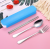 Portable Stainless Steel Travel & Outdoor Tableware Three-Piece Set Spoon Fork Chopsticks Sets Promotional Gift