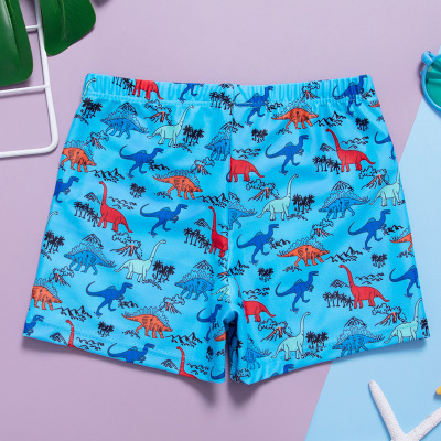 Blue Dinosaur Print Children's Swimming Trunks Cartoon Swimsuit on Behalf of Europe and America Children's Swimming Trunks Foreign Trade