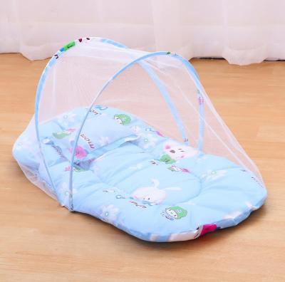 [Mosquito Net + Cotton Cushion + Cotton Pillow] Babies' Mosquito Net Installation-Free Foldable Open Bottom Yurt Children's Bed Mosquito Net Cover
