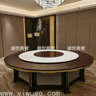 Five-Star Hotel Solid Wood Table the Seafood Restaurant Electric Dining Table Marble Electric Turntable round Table