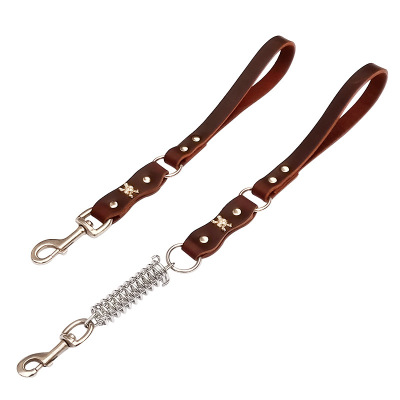 Leather Pulling Rope First Layer Cowhide Short Pull Portable Lead an Ox Leather Rope Dog Leash Traction Belt Dog Chain Buffer One-Step Pull