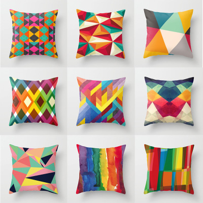 Nordic Symphony Geometry Abstract Color Pillow Cover Office Sofa Cushion Car Cushion Polyester Pillow Cover
