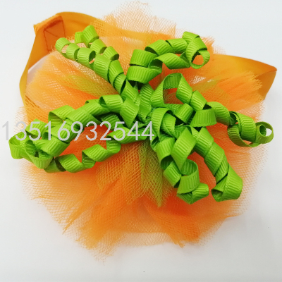 Headdress Flower Children's Japanese and Korean Princess Ribbon Fabric Handmade Flowers Headdress Velcro Fastener Hook & Loop Band Hair Ring Ins