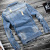 Spring and Autumn Teenagers Denim Short Gown Coat Jacket Leisure Ripped Middle School Students Korean Slim Thin Jacket Trendy Men