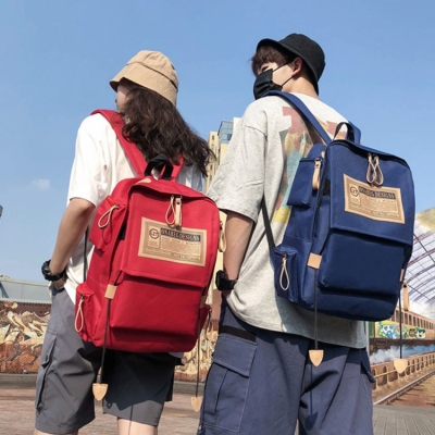 Factory Wholesale Couple Korean Style Backpack Fashion Trend Early High School Student Schoolbag Large Capacity Casual Double Back