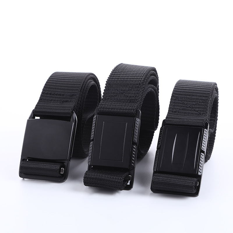 合金新款磁石款快速释放插扣仿尼龙腰带户外运动休闲时尚编织腰带