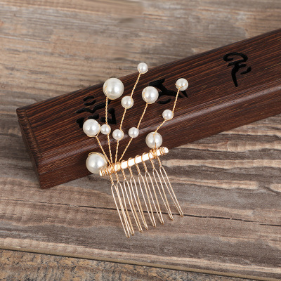 Bride Hair Braiding Hairpin Pearl Hairpin Comb Ancient Style Han Chinese Clothing Accessories Performance Photo Bob Costume Headdress Wholesale