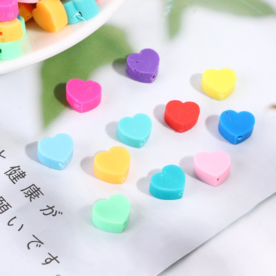 Factory Direct Sales Soft Pottery Beads Bracelet Accessories Children DIY Handmade Accessories Cross-Border Hot Selling Accessories Solid Color Love Heart