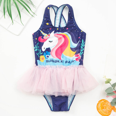 Children's Dress-Style Swimsuit Baby Girls' Korean-Style Cute Cartoon Hot Springs Triangle Girl's Swimsuit Swimming Suit