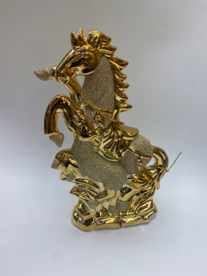 30cm Golden Ceramic Horse Son and Mother Horse Crafts Decoration Export Products Factory Direct Sales