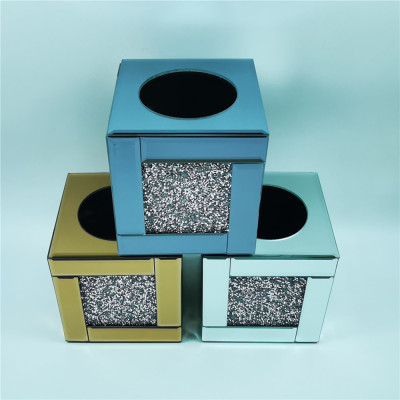 Tissue Box Facial Tissue Napkin Paper Box Crystal Glass Stick-on Crystals Tissue Box Hotel Office Home Factory Direct Sales