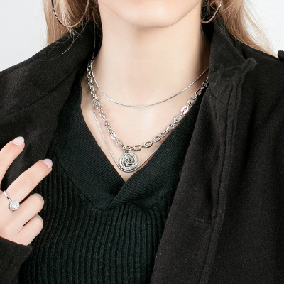 Titanium Steel 2021 New Necklace Multi-Chain Medium Chain Factory Direct Sales Wholesale Sweater Chain Korean Style Trendy Clavicle Chain