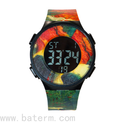  Personalized Graffiti Watch Sports Waterproof Electronic Watch Trendy National Fashion Gift Student Watch