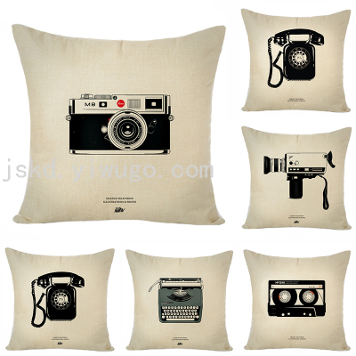 Nostalgic Style Linen Digital Printed Pillowcase Sofa Cushion Car Back without Core Support Customization