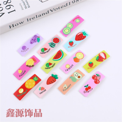 Japan and South Korea Internet Hot Same Fruit Cartoon Children Barrettes Rectangular Printing Hairpin Headdress Ornament Shredded Hair Bangs Clip