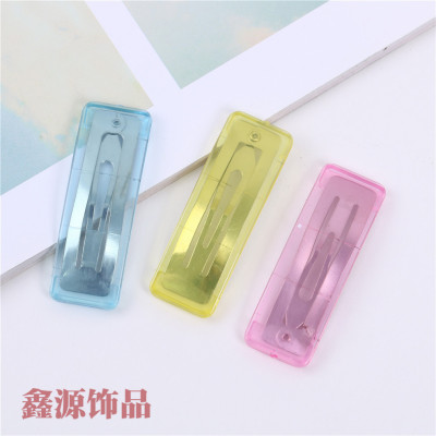 Candy Color Geometry Rectangle Transparent Barrettes Japanese Girl Bang Clip Hairpin Fashion Headdress Hair Accessories