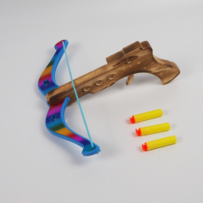 Wooden Colorful Children's Toy Crossbow Eva Soft Ball Sucker Crossbow Foam Bomb Shooting Archery Toy No Lethality