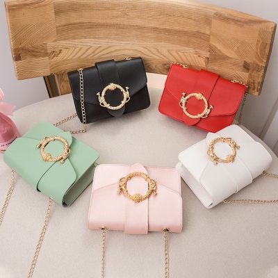 Women's Bag 2021 New round Lock Hanging Chain Small Square Bag Fashion Casual Crossbody Mobile Phone Bag Delivery in Stock