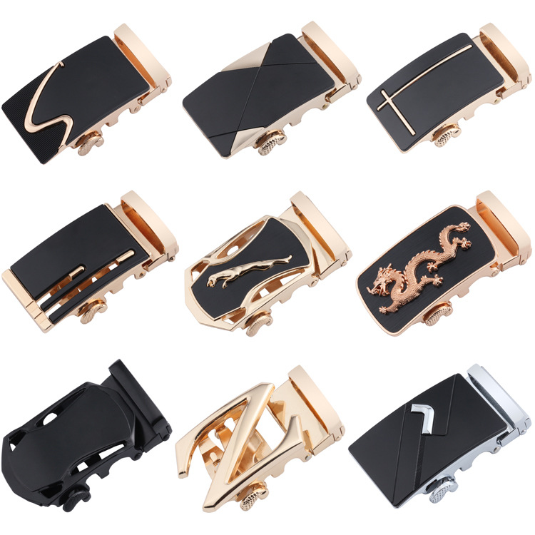 丹达力厂家4.0皮带自动扣扣头 男士腰带扣合金黑面两件套定做LOGO