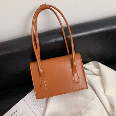 Advanced Texture Small Bag PU Leather Stitching Women's Bag New Trendy Versatile Handheld Shoulder Bag Ins Fashion Underarm Bag